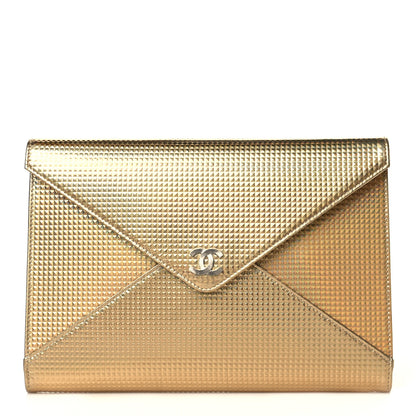 Chanel Metallic Lambskin Embossed Envelope Clutch Gold 1 of 8