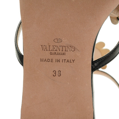 Valentino Garavani Nappa Ankle Strap Love Me Daisy Flat Sandals 38 Black 7 of 7