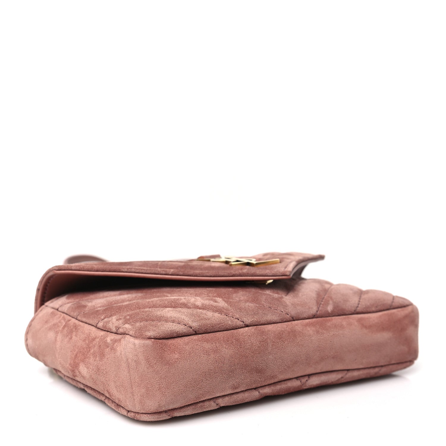 Saint Laurent Suede Matelasse Chevron Monogram Mini College Bag Barely Pink 4 of 12