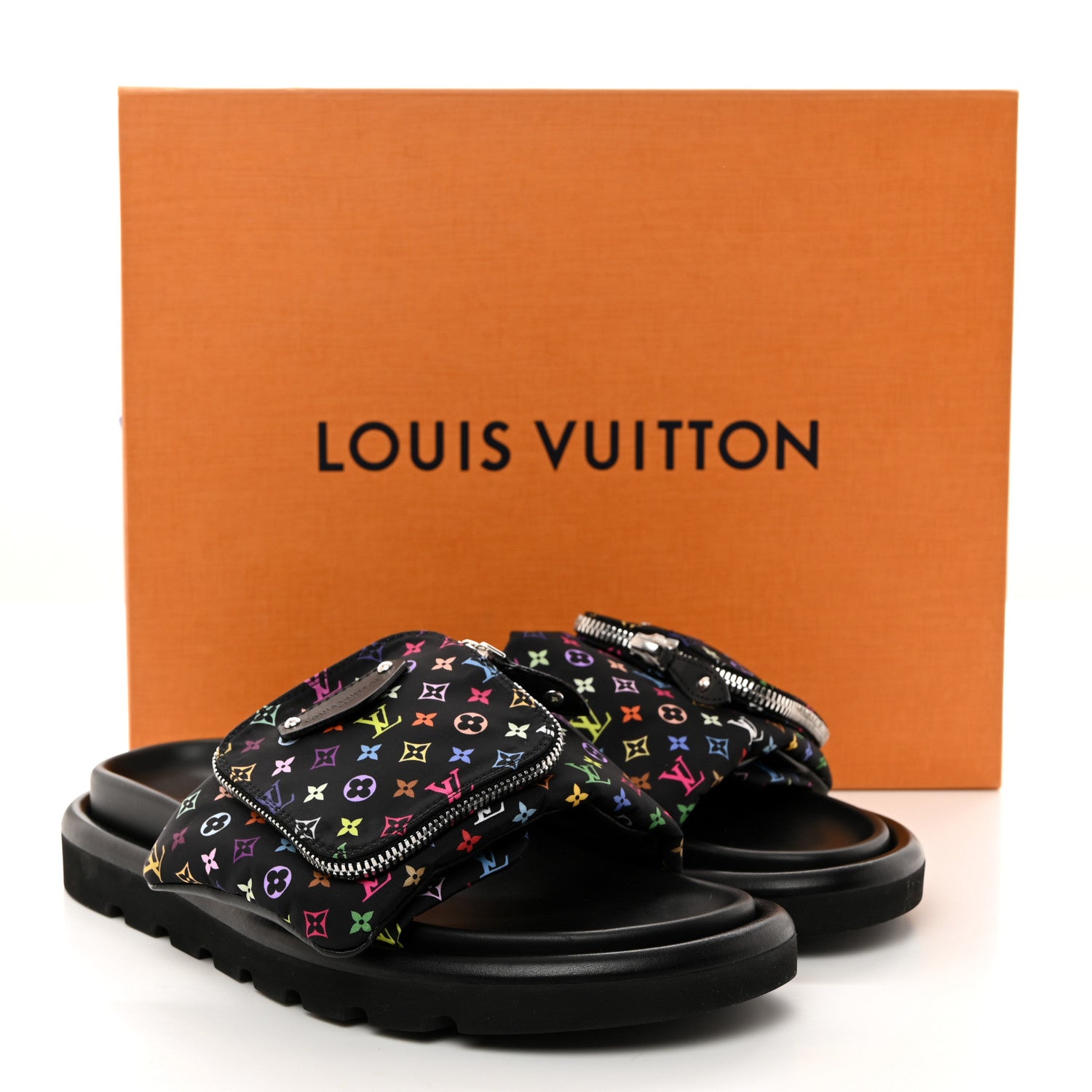 Louis Vuitton LV X TM Monogram Multicolor Pool Pillow Flat Comfort Mule 40 Black 9 of 9