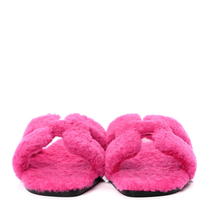 Hermes Woolskin Oran Sandals 39 Rose Fuchsia 2 of 4