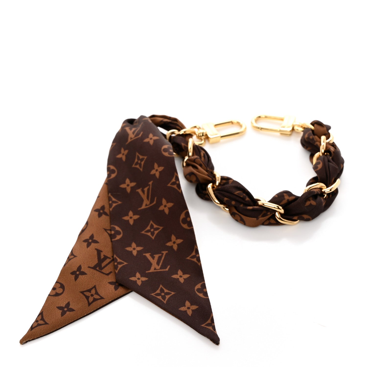 Louis Vuitton Metal Polyester Monogram Braided Scarf Chain Foulard Bag Charm 2 of 4