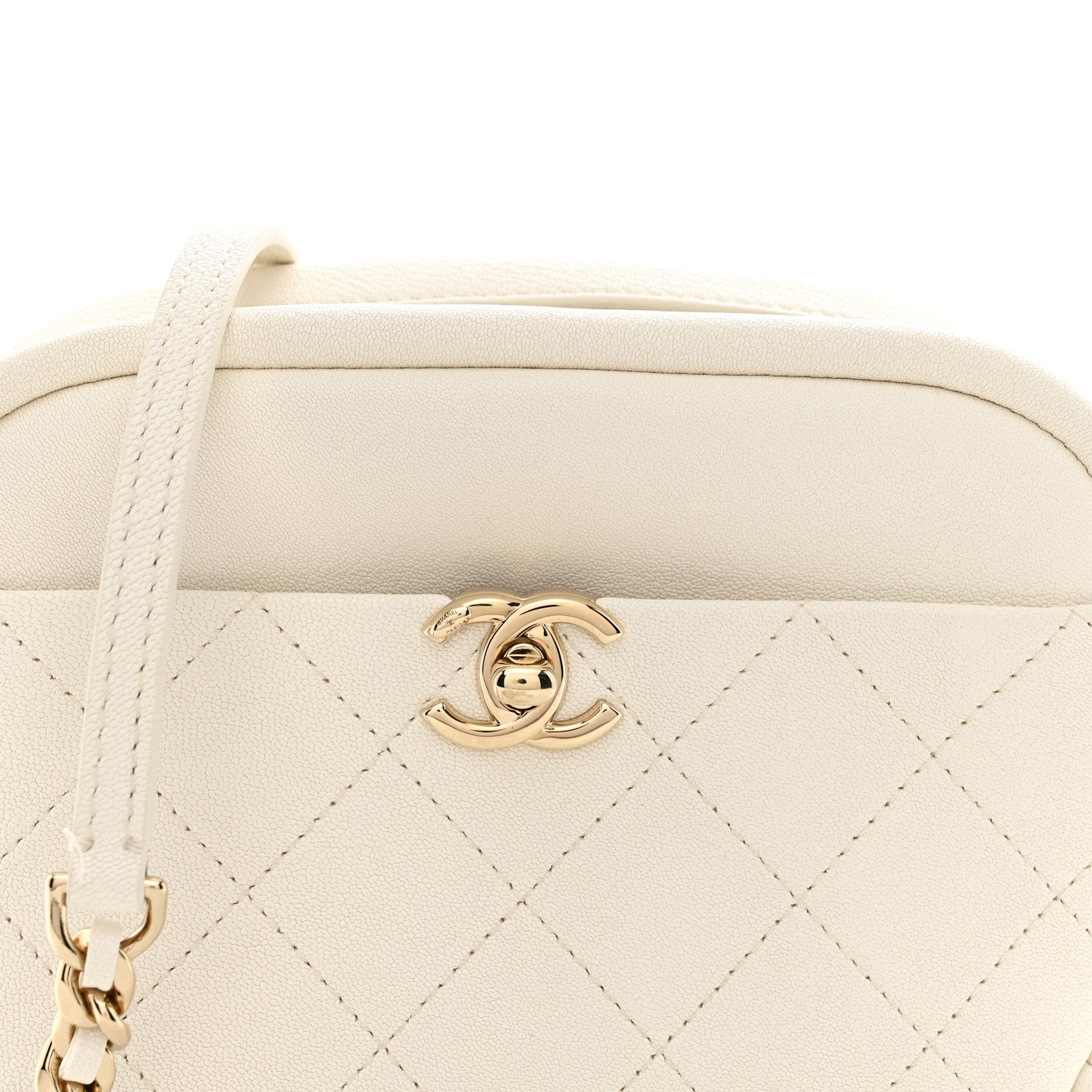 Chanel Goatskin Quilted Small Casual Trip Camera Case White 8 of 11