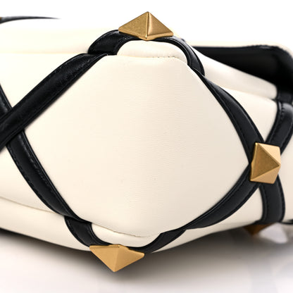 Valentino Garavani Nappa Large Roman Stud Shoulder Bag Ivory Black 8 of 8