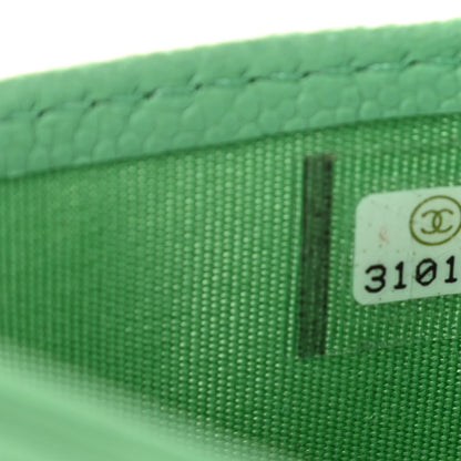 Chanel Caviar Quilted Card Holder Green 8 of 8