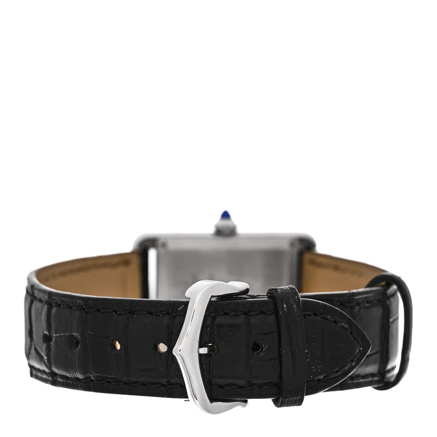 Cartier Stainless Steel Alligator 25mm Must de Cartier Tank Quartz Watch Blue 3 of 4