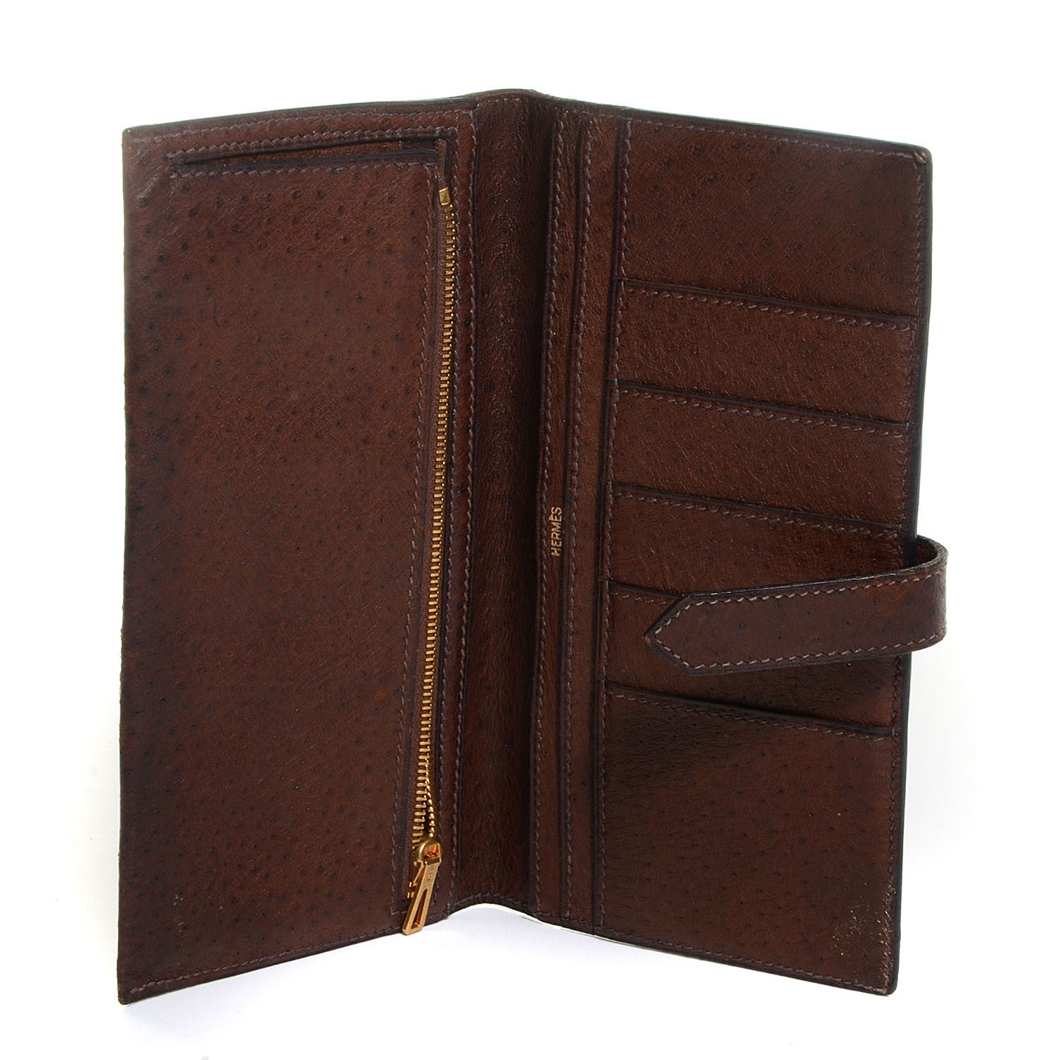 Hermes Ostrich Bearn Wallet Chocolate 5 of 9