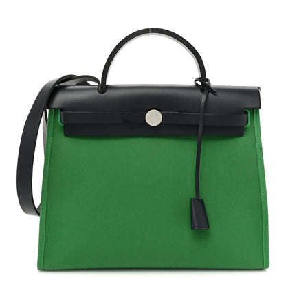 Hermes Vache Hunter Toile Herbag Zip 31 PM Cactus Bleu Indigo 1 of 14