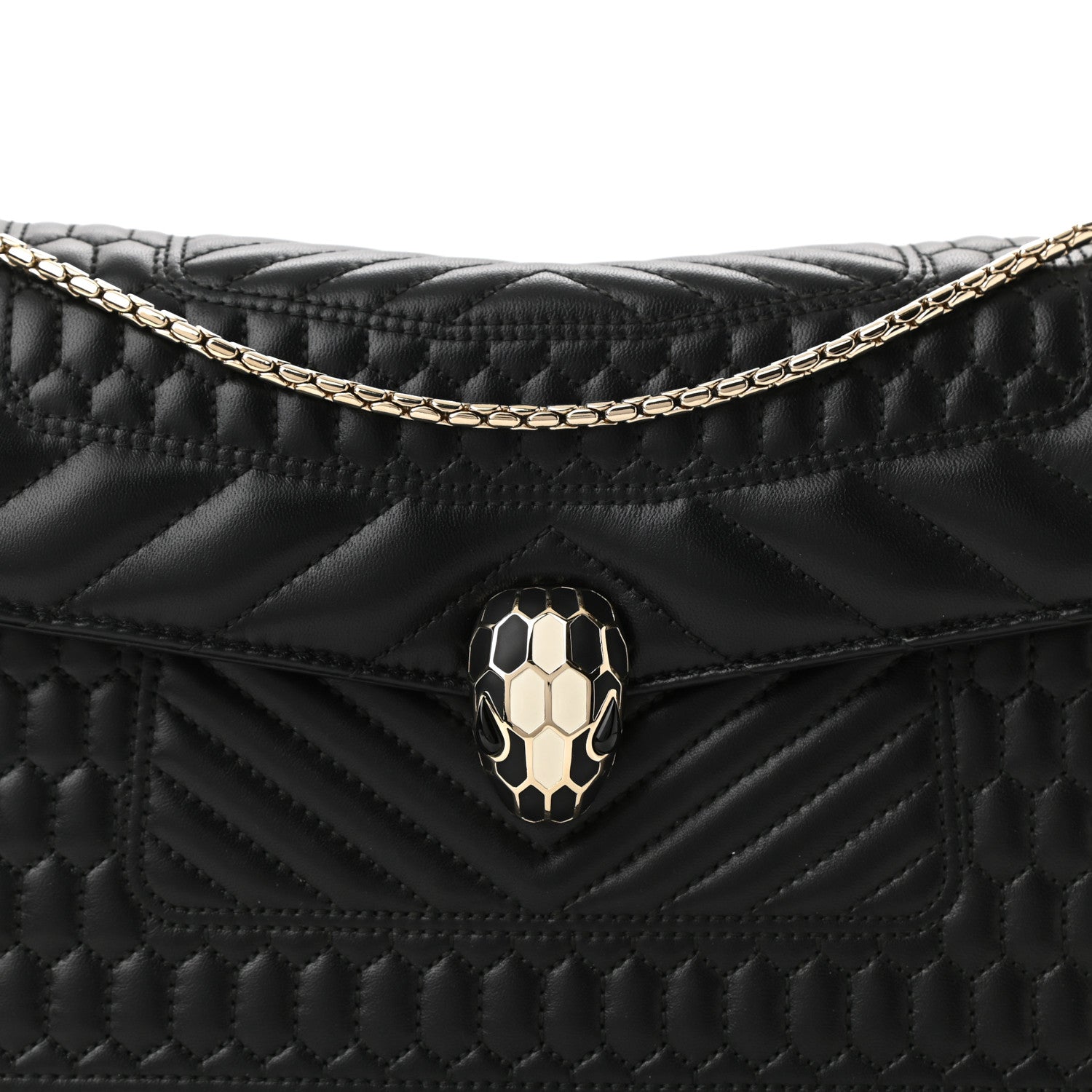 Bulgari Calfskin Quilted Serpenti Forever Shoulder Bag Black 8 of 10