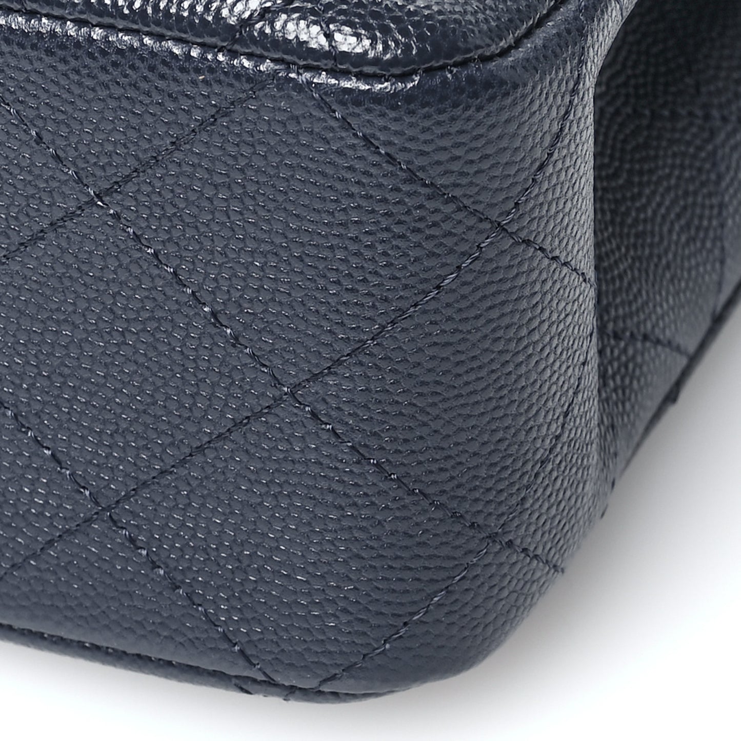 Caviar Quilted Medium Double Flap Navy