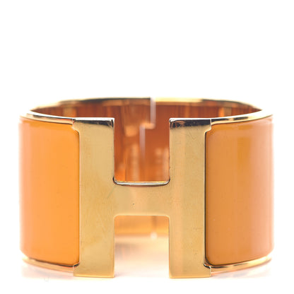 Hermes Enamel Extra Wide Clic Clac H Bracelet PM Jaune Madras 1 of 5