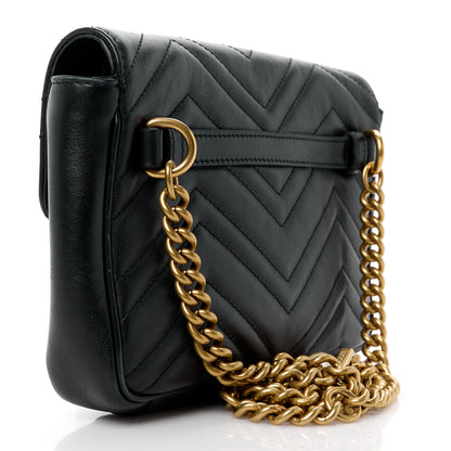 Gucci Calfskin Matelasse Pearly GG Marmont Chain Belt Bag Black 3 of 11