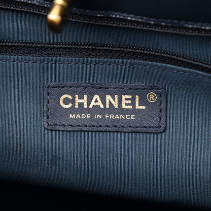 Chanel Caviar Quilted Sweet Classic Shopping Tote Navy Blue 8 of 13
