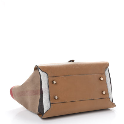 Burberry Mega Check Grained Calfskin Medium Harcourt Satchel Saddle Brown 5 of 15