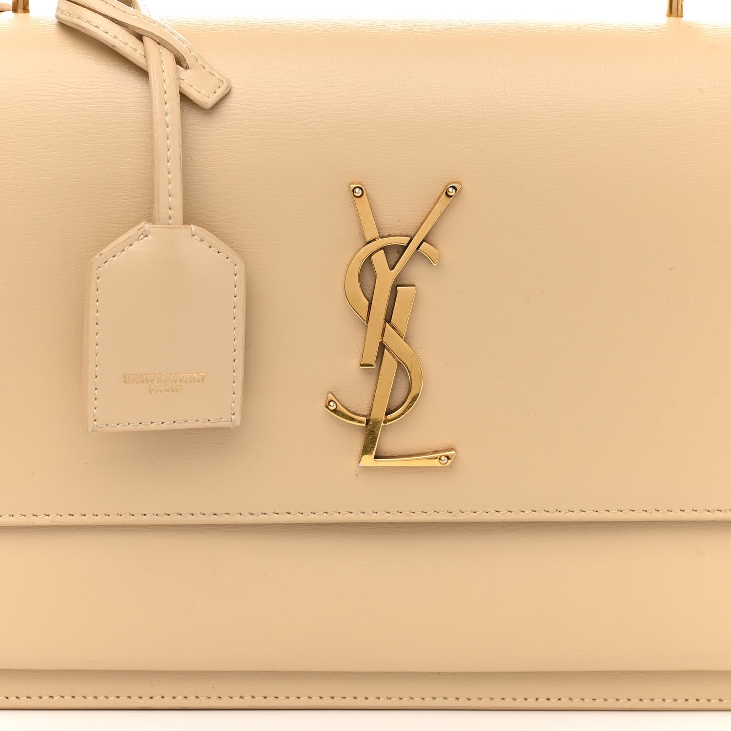 Saint Laurent Smooth Calfskin Medium Monogram Sunset Satchel Beige 7 of 11