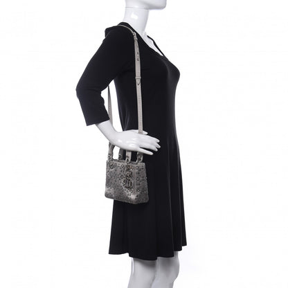Christian Dior Satin Crystal Cannage Mini Lady Dior Gray 2 of 13