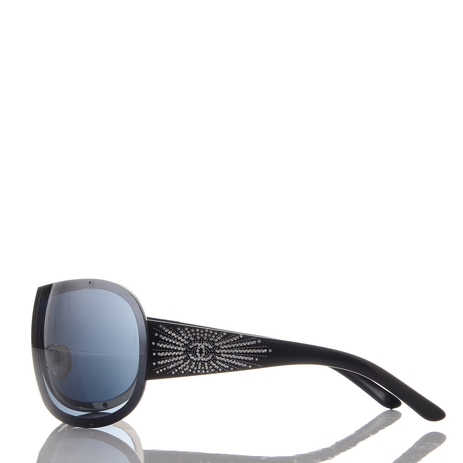 Chanel Shield Crystal CC Logo Sunglasses 4148 B Black 3 of 10