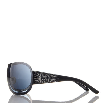 Chanel Shield Crystal CC Logo Sunglasses 4148 B Black 3 of 10