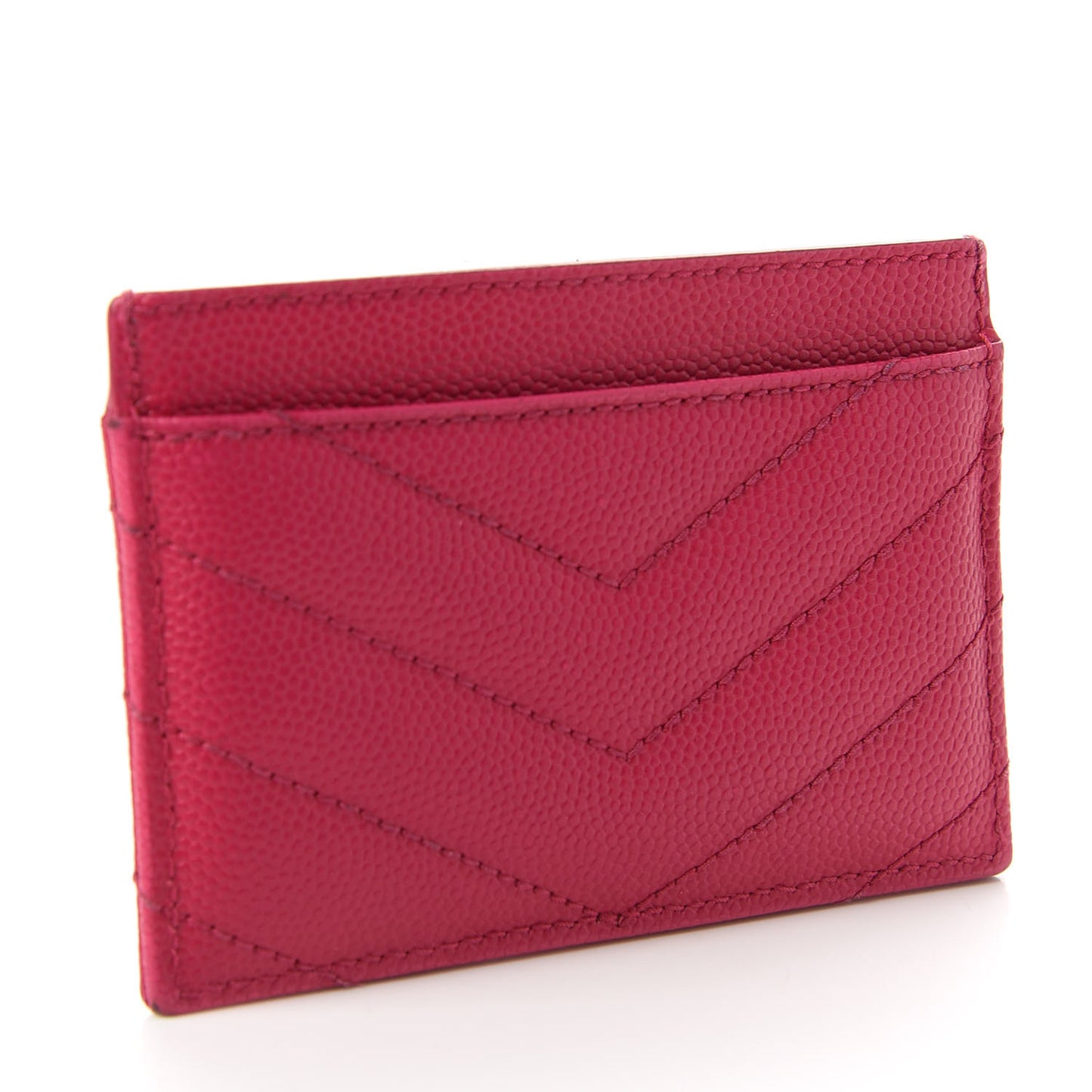 Grain De Poudre Matelasse Chevron Monogram Credit Card Case Fresh Fuxia