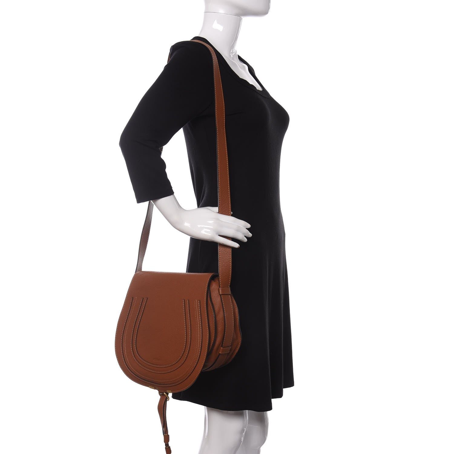 Chloe Calfskin Medium Marcie Round Crossbody Bag Tan 2 of 10