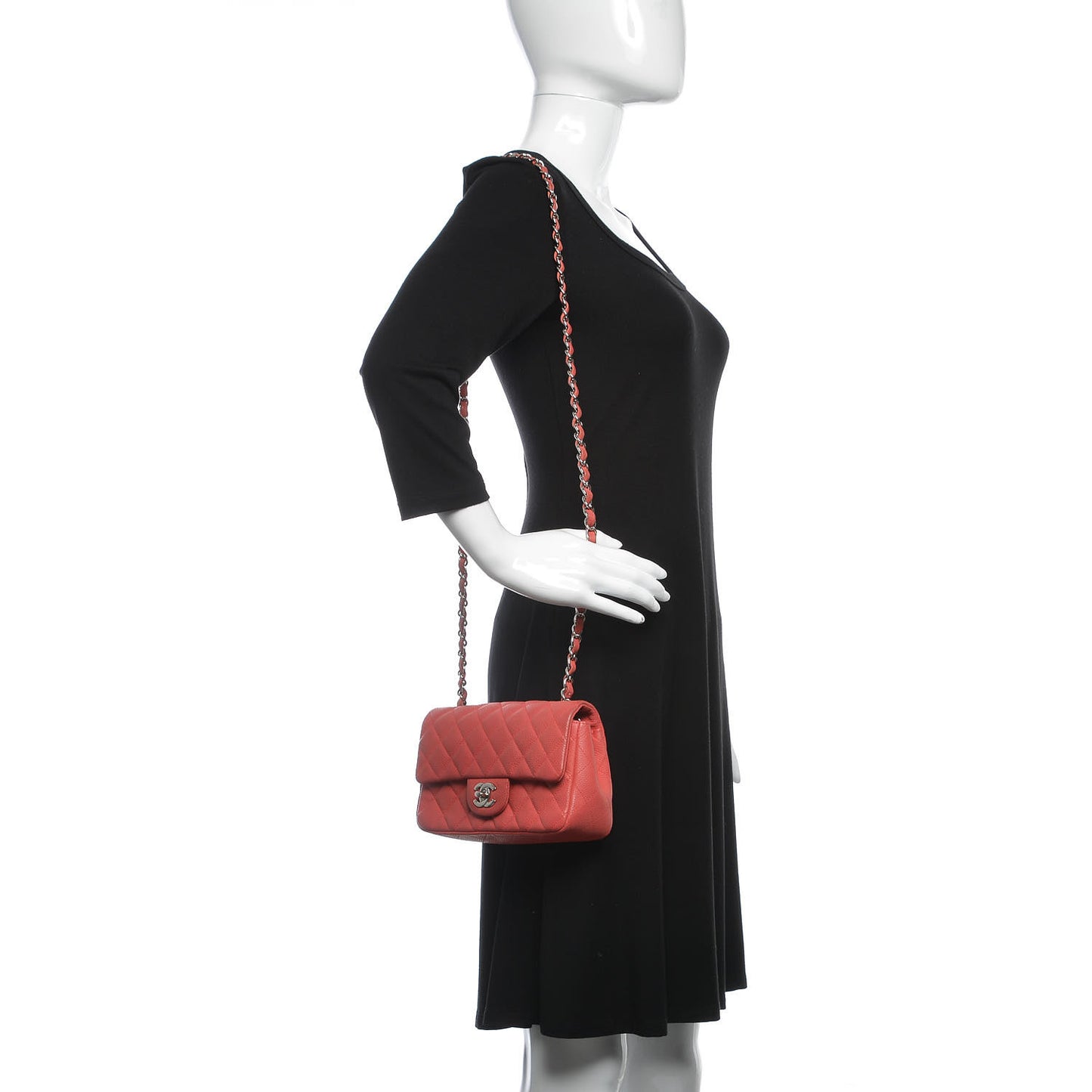 Caviar Quilted Mini Rectangular Flap Dark Pink