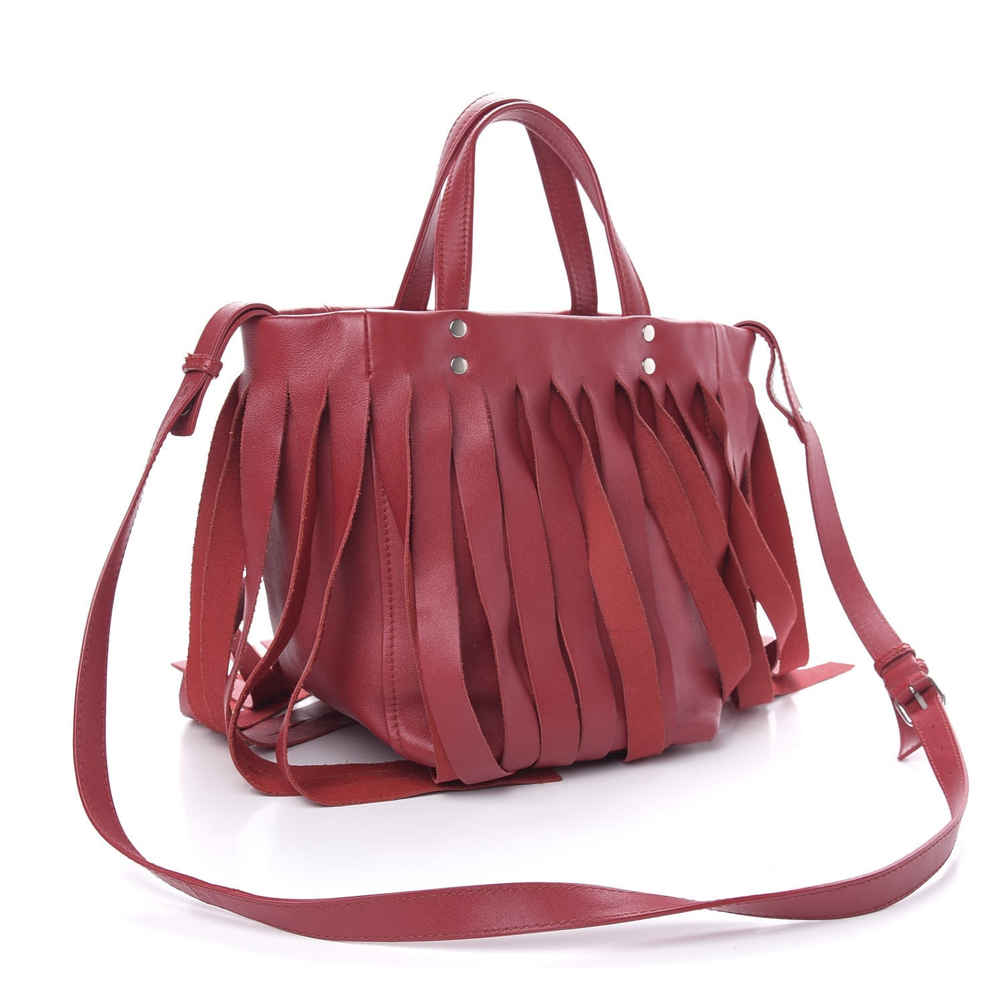 Calfskin XS Fringe Laundry Cabas Red