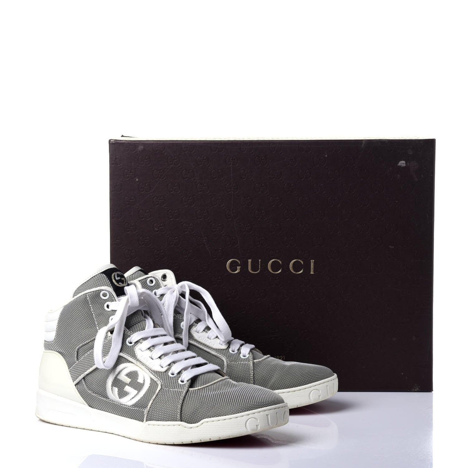 Gucci Baling Fabric Nappa Moorea Interlocking G Mens High Top Sneakers 9 Great White White 10 of 10