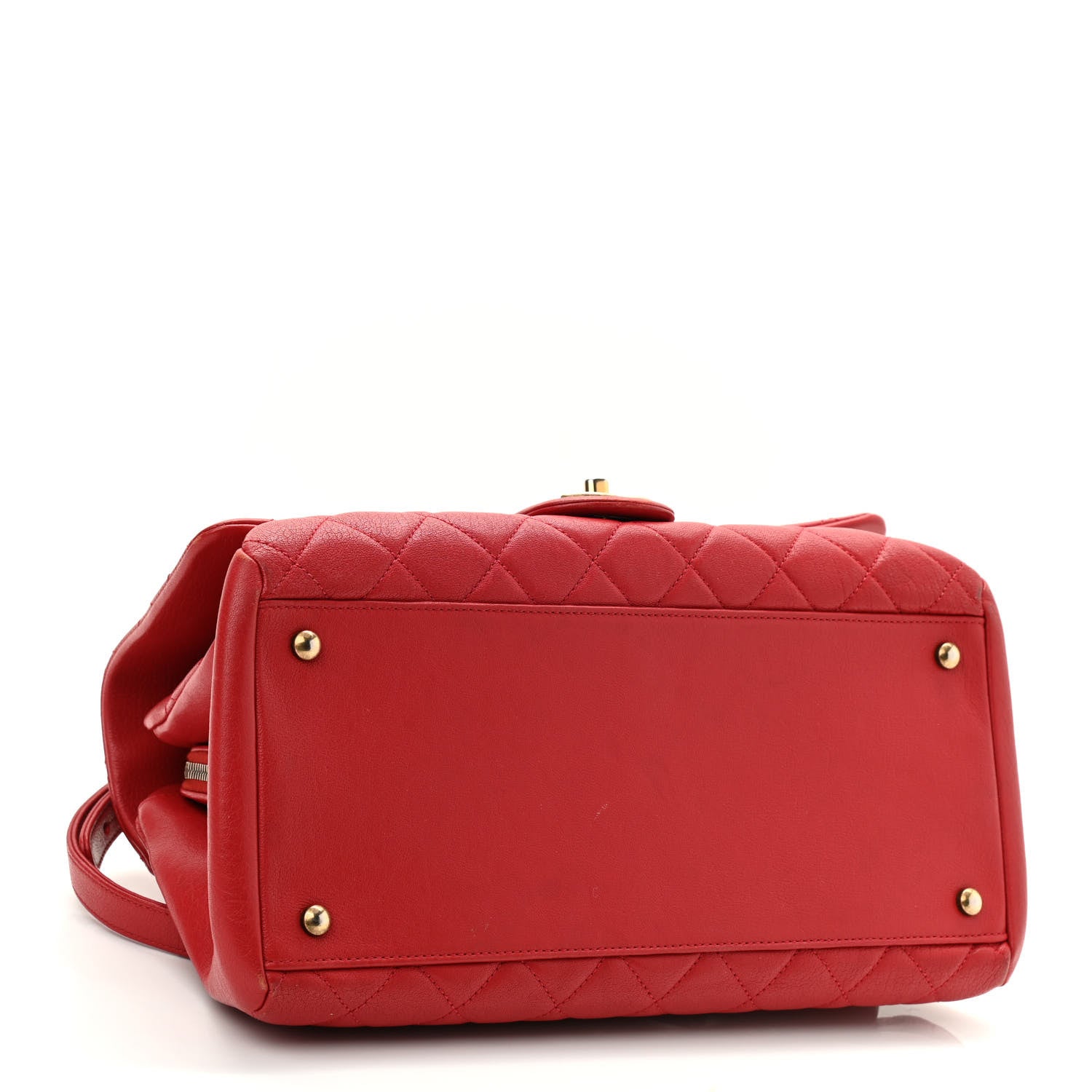 Chanel Shiny Sheepskin Quilted Large Trapezio Flap Red 4 of 13