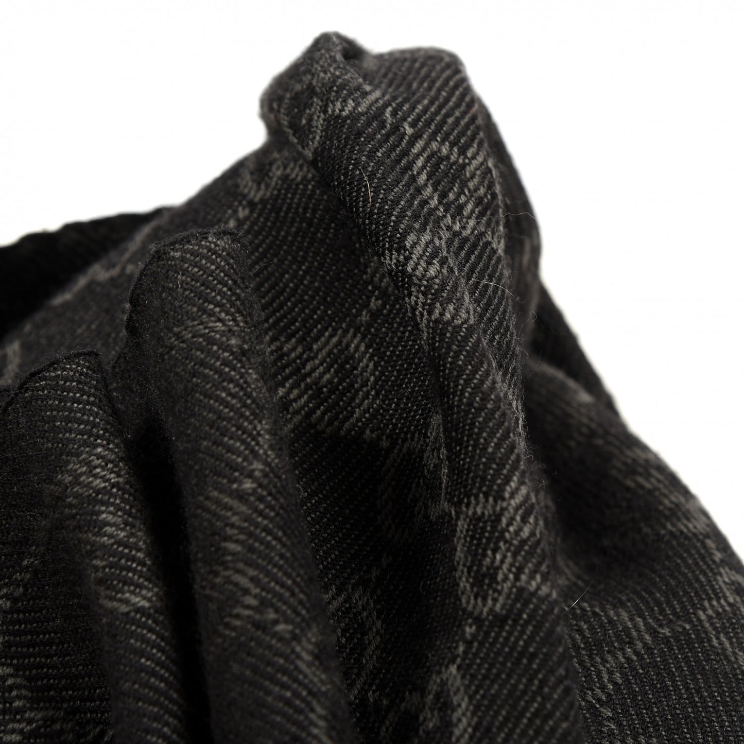 Wool GG Monogram Arliss Fringe Scarf Anthracite Black