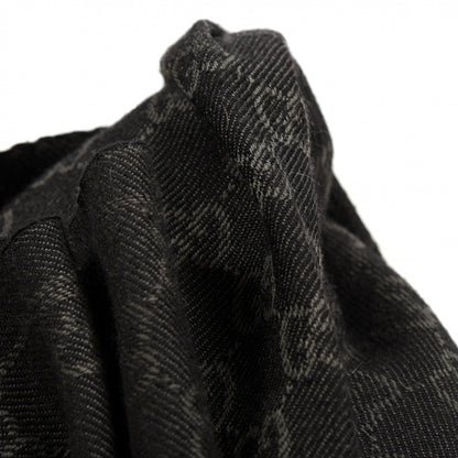 Gucci Wool GG Monogram Arliss Fringe Scarf Anthracite Black 4 of 4