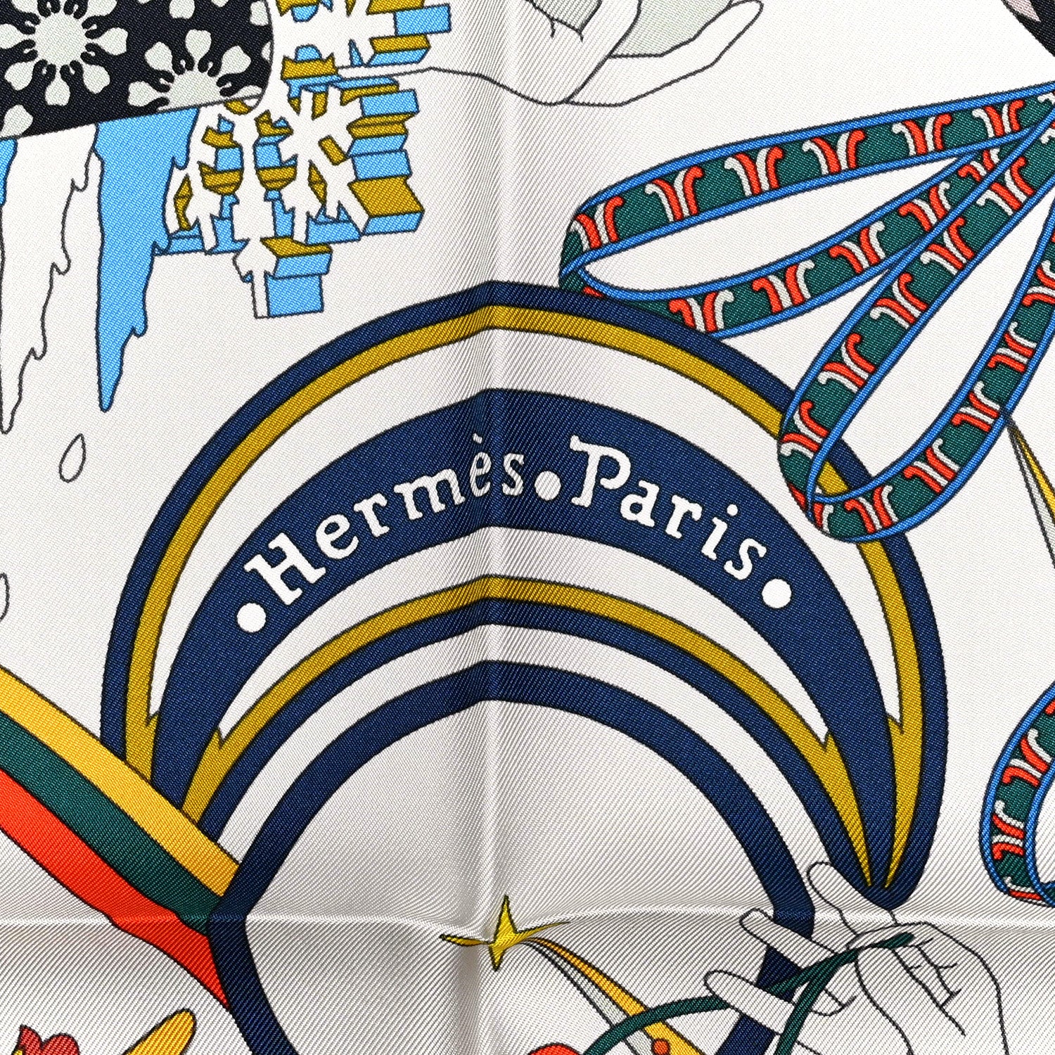Hermes Silk Le Sacre Des Saisons Scarf 90 Craie Jaune Soleil 3 of 5