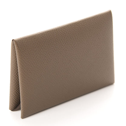 Hermes Epsom Calvi Card Case Etoupe 3 of 7
