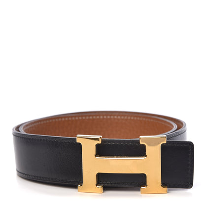 Hermes Box Togo 32mm H Belt 75 Black Gold 1 of 6