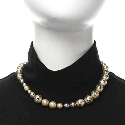Chanel Painted Pearl CC Short Necklace Black Gold 5 of 8