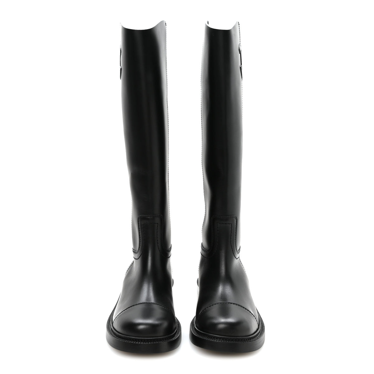 Chanel Calfskin Cap Toe CC Riding Boots 39.5 Black 2 of 8