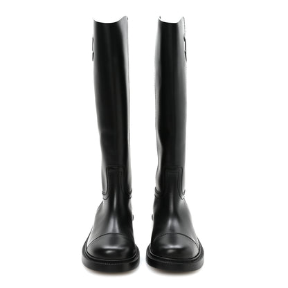 Chanel Calfskin Cap Toe CC Riding Boots 39.5 Black 2 of 8