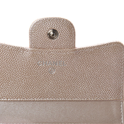 Chanel Metallic Caviar Chevron Quilted Compact Flap Wallet Light Gold 6 of 9