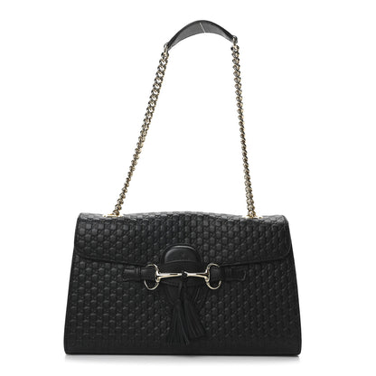 Gucci Microguccissima Medium Emily Chain Shoulder Bag Black 1 of 10