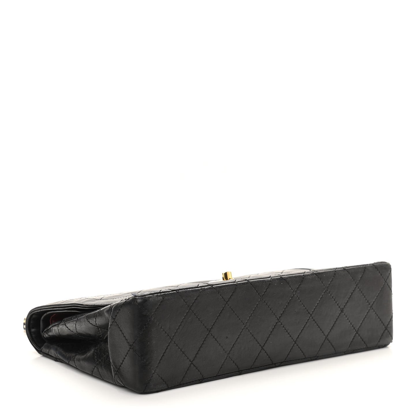 Lambskin Quilted Medium Double Flap Bag Black