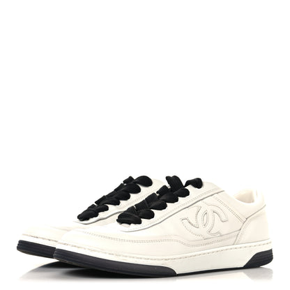 Chanel Calfskin CC Womens Sneakers 36 White Black 4 of 9