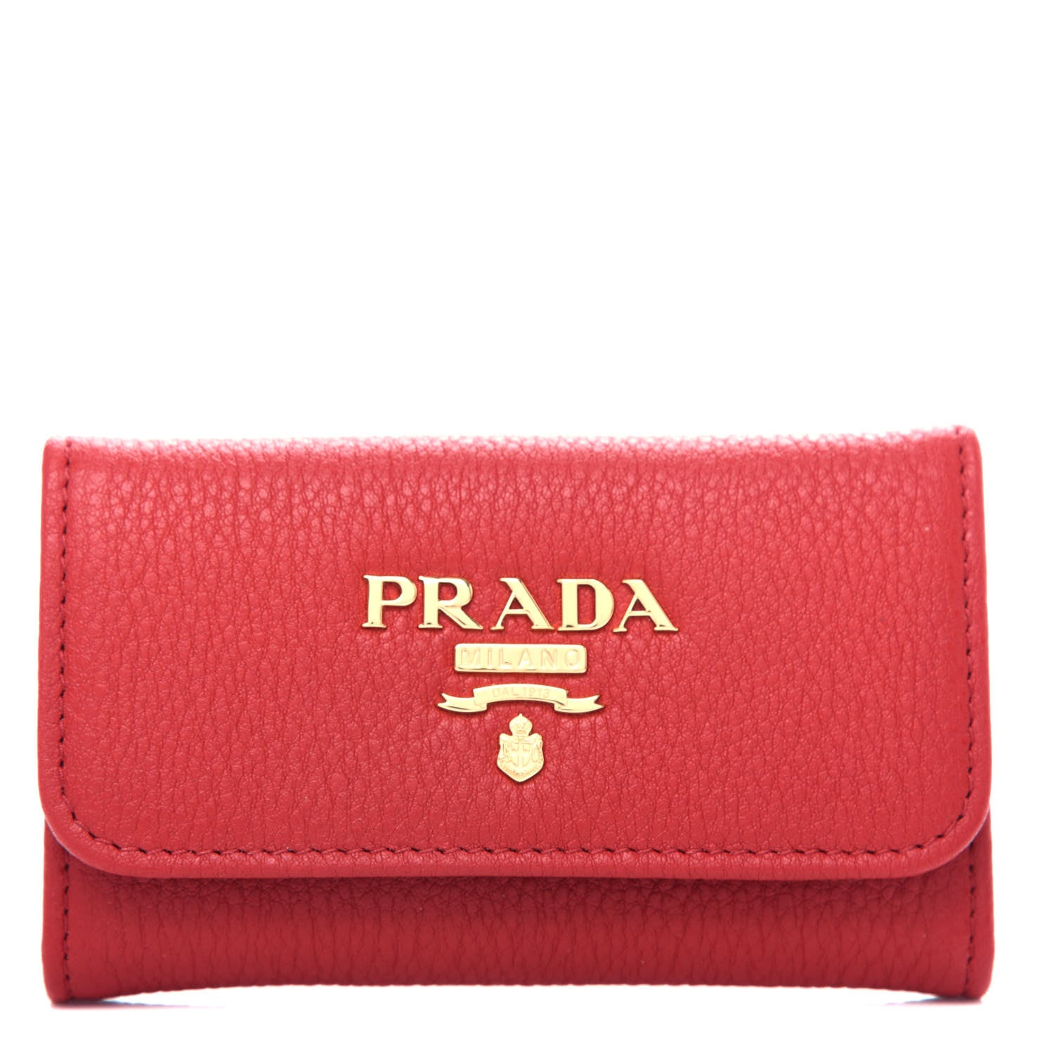 Prada Vitello Grain 6 Key Holder Rosso 1 of 8