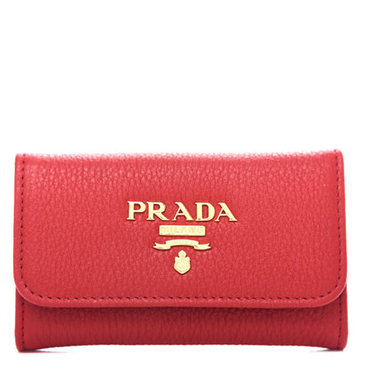 Prada Vitello Grain 6 Key Holder Rosso 1 of 8