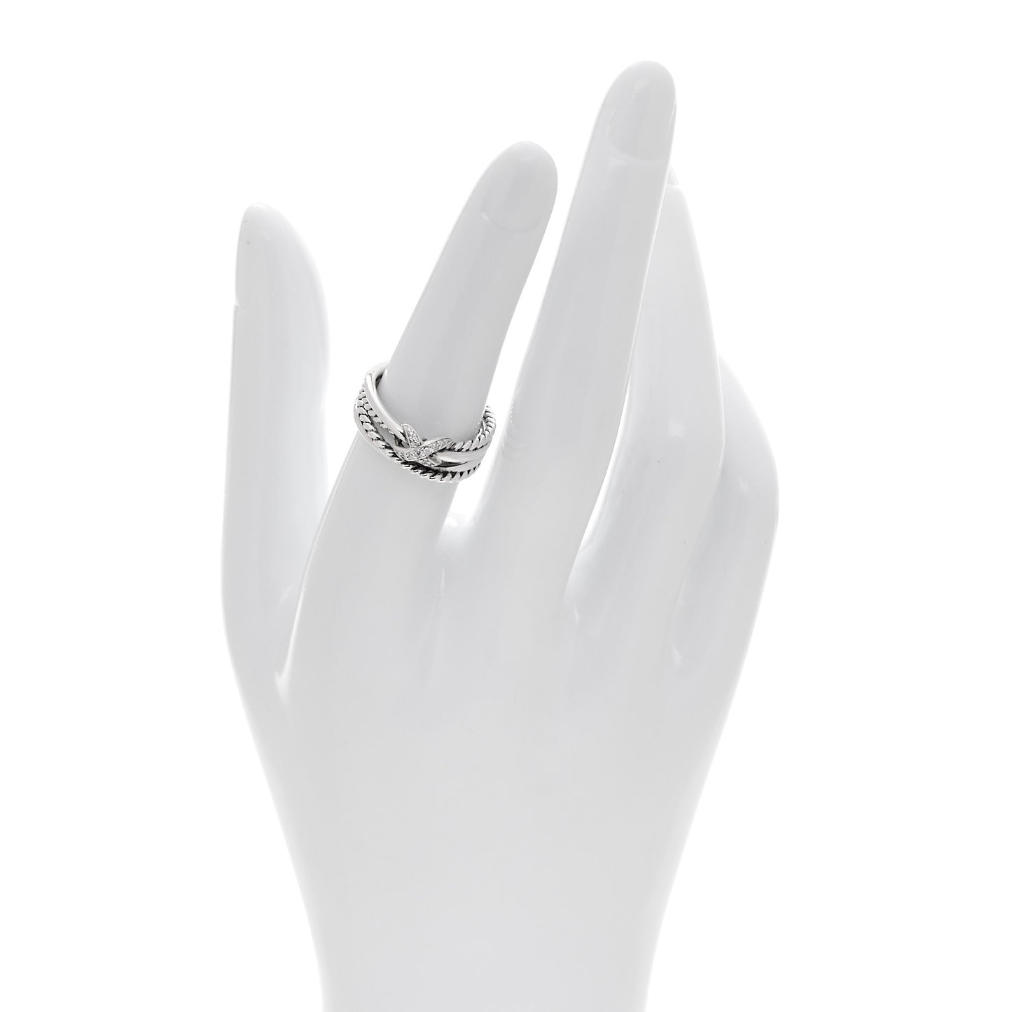 Sterling Silver Diamond X Crossover Ring 52 6