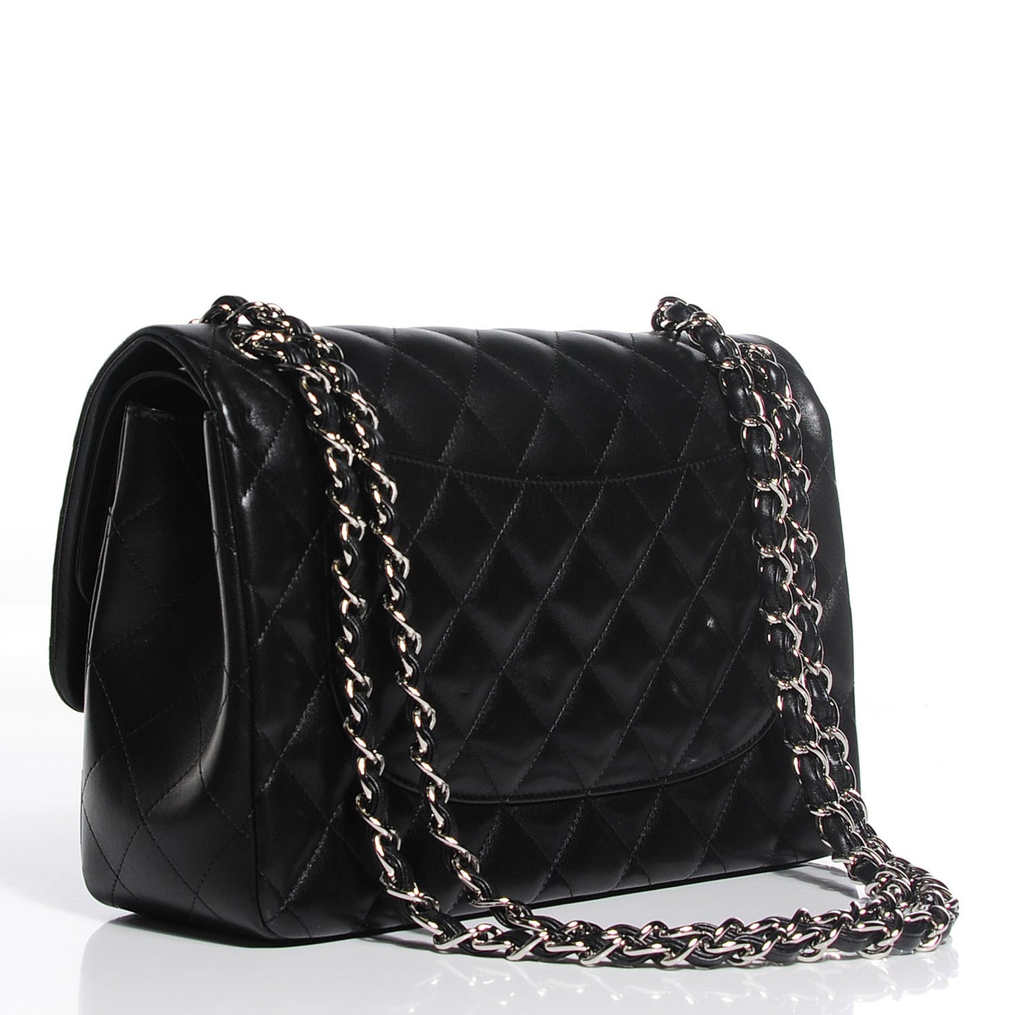 Lambskin Quilted Jumbo Double Flap Black