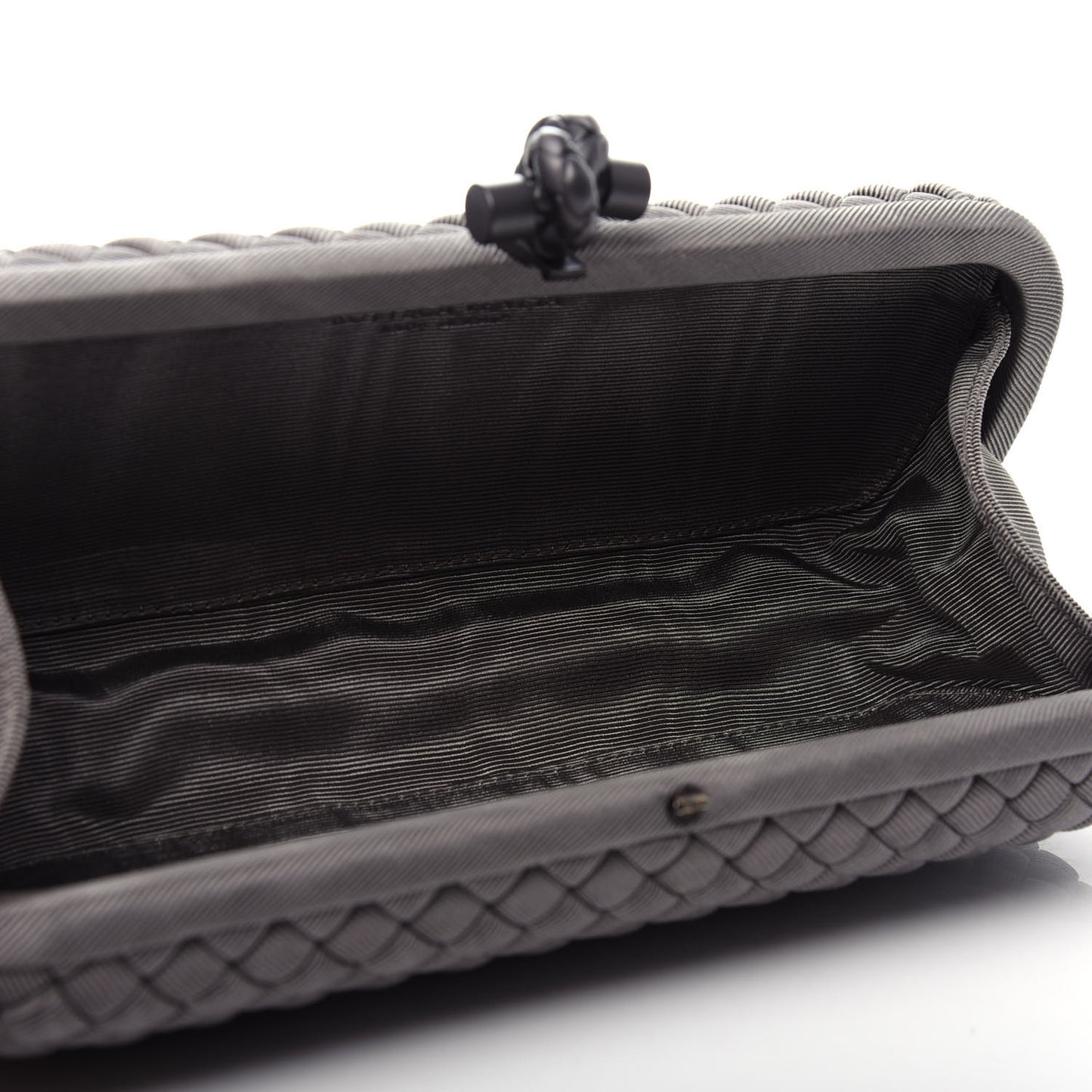 Silk Faille Intrecciato Knot Clutch Argento