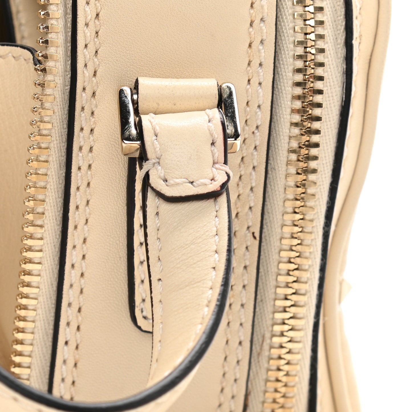 Nappa Rockstud Spike Double Zip Camera Crossbody Bag Light Ivory