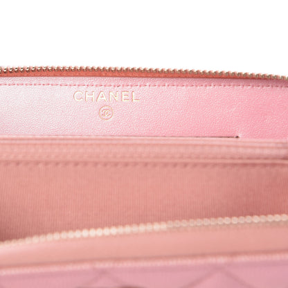 Chanel Iridescent Caviar Quilted Medium Zip Around Wallet Pink 6 of 9