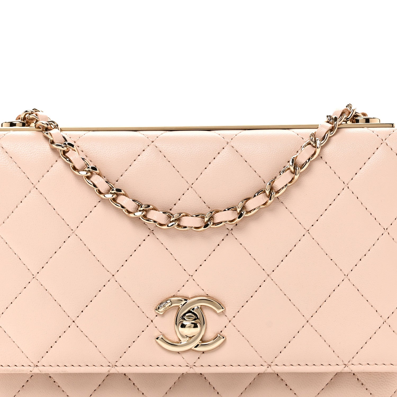 Chanel Lambskin Quilted Trendy CC Wallet On Chain WOC Light Beige 9 of 12