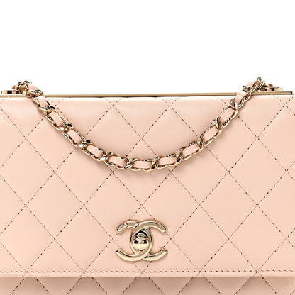Chanel Lambskin Quilted Trendy CC Wallet On Chain WOC Light Beige 9 of 12
