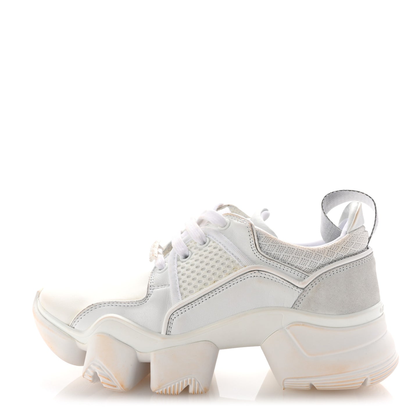 Neoprene Suede Mesh Baisse Jaw Low Sneakers 37 White